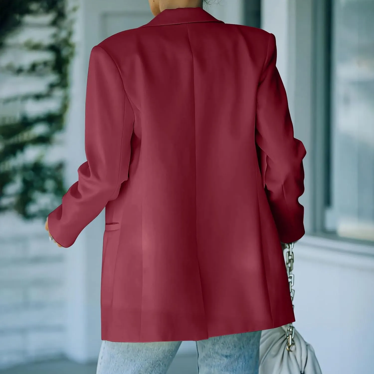 Blazers for Women Fashion Slim Fit Jacket Notch Lapel Button Long Sleeve Suit Fashion Work 0ffice Open Front Outwear
