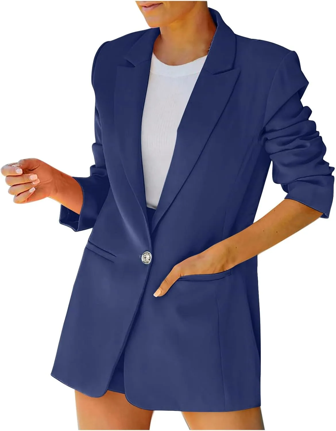 Blazers for Women Fashion Slim Fit Jacket Notch Lapel Button Long Sleeve Suit Fashion Work 0ffice Open Front Outwear