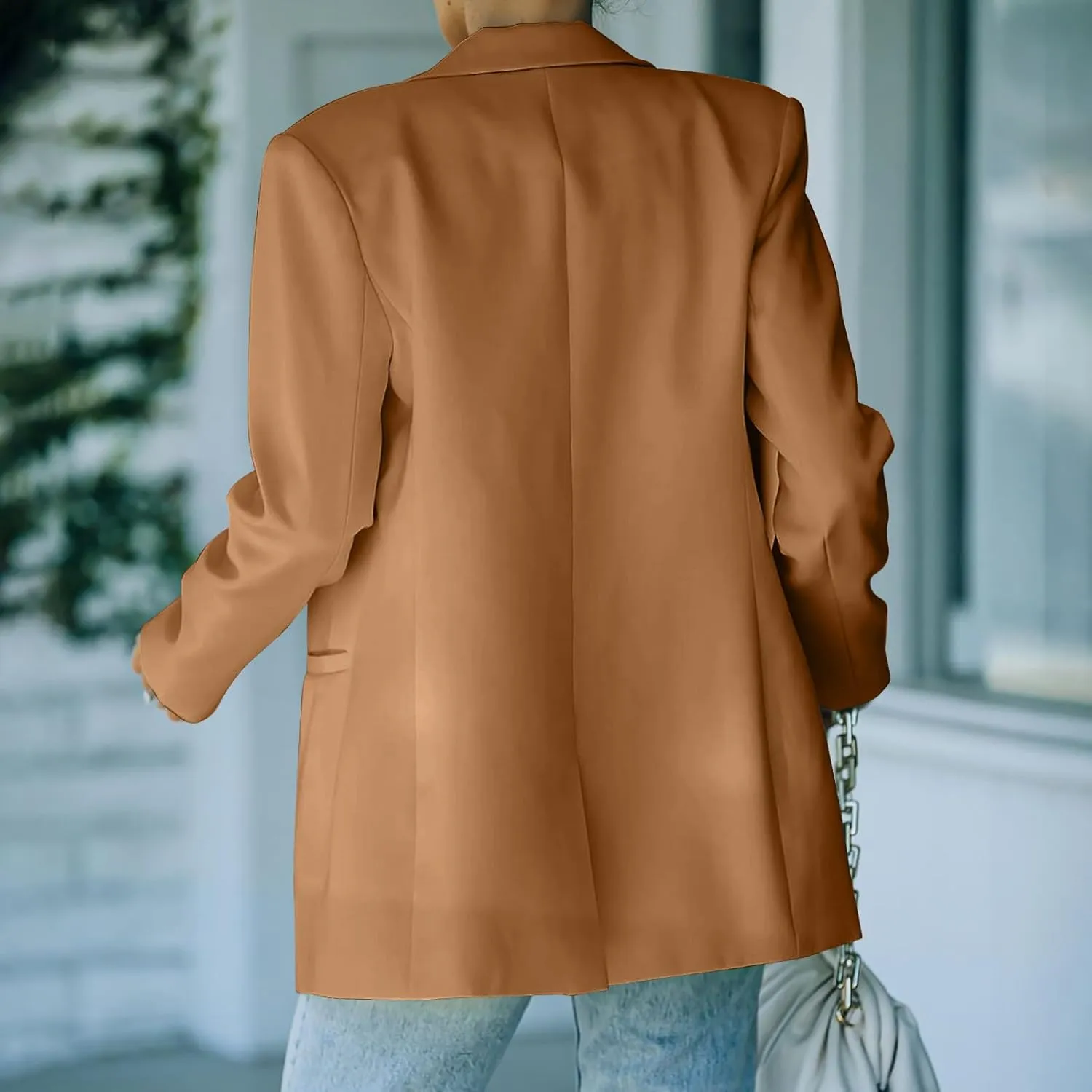 Blazers for Women Fashion Slim Fit Jacket Notch Lapel Button Long Sleeve Suit Fashion Work 0ffice Open Front Outwear