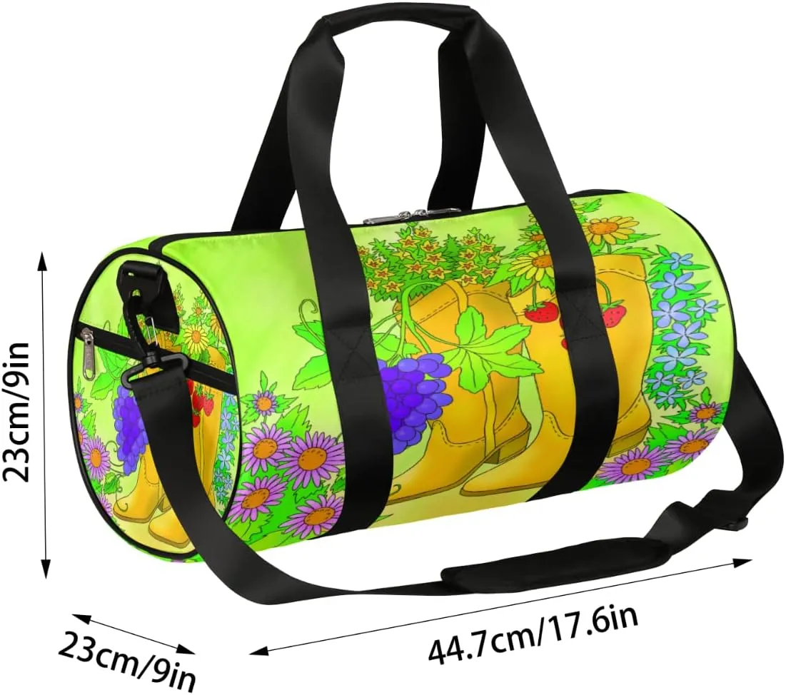 Boots Sunflower Strawberry Gym Bag Small Gym Duffel Bags for Men Women Overnight Weekender Bag Lightweight Sport Duffle Bag Carry On Gymbag