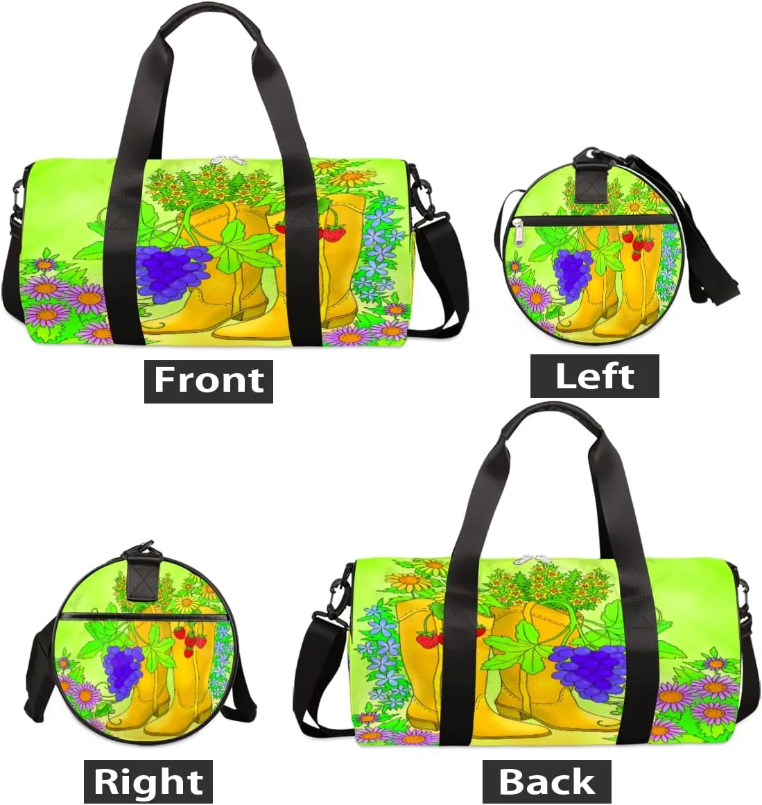 Boots Sunflower Strawberry Gym Bag Small Gym Duffel Bags for Men Women Overnight Weekender Bag Lightweight Sport Duffle Bag Carry On Gymbag