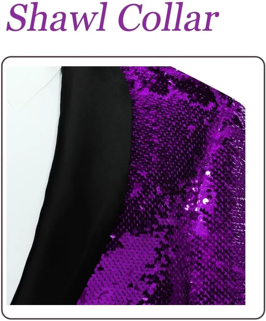 Boys Sequin Blazer Glitter Suit Jackets for Prom Party Costume Shawl Collar Boys Tuxedo Coats Size 2-20