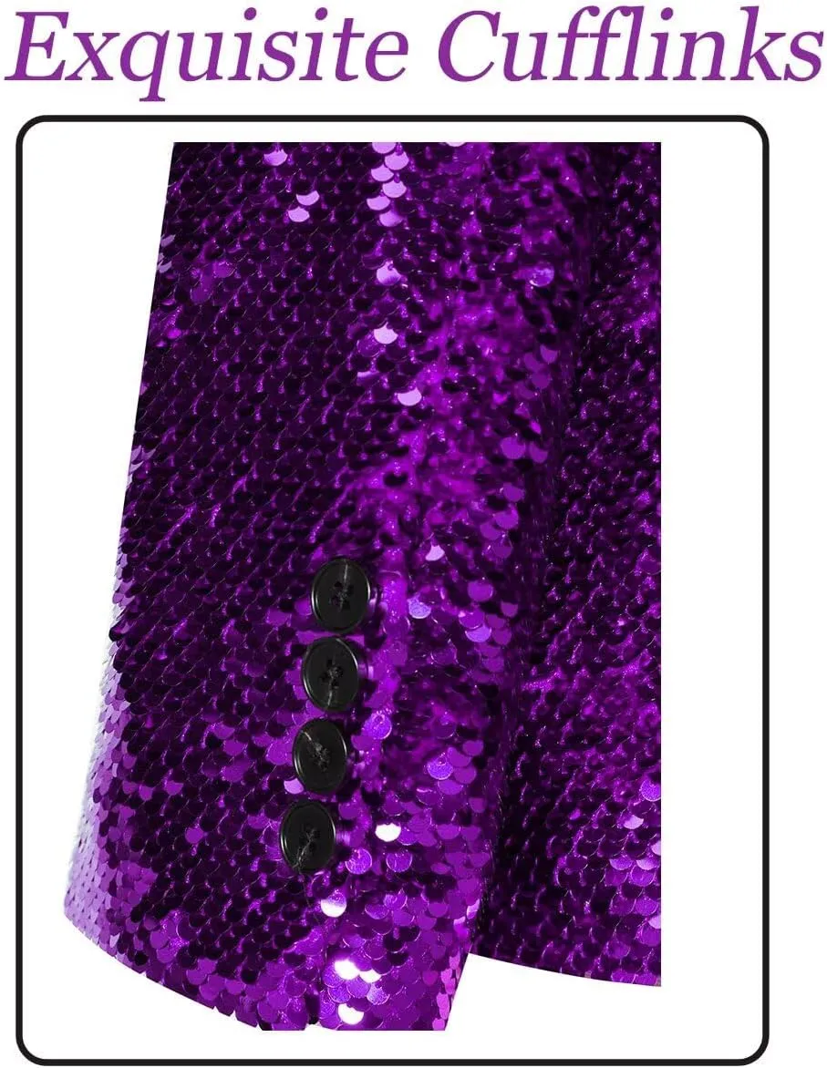 Boys Sequin Blazer Glitter Suit Jackets for Prom Party Costume Shawl Collar Boys Tuxedo Coats Size 2-20