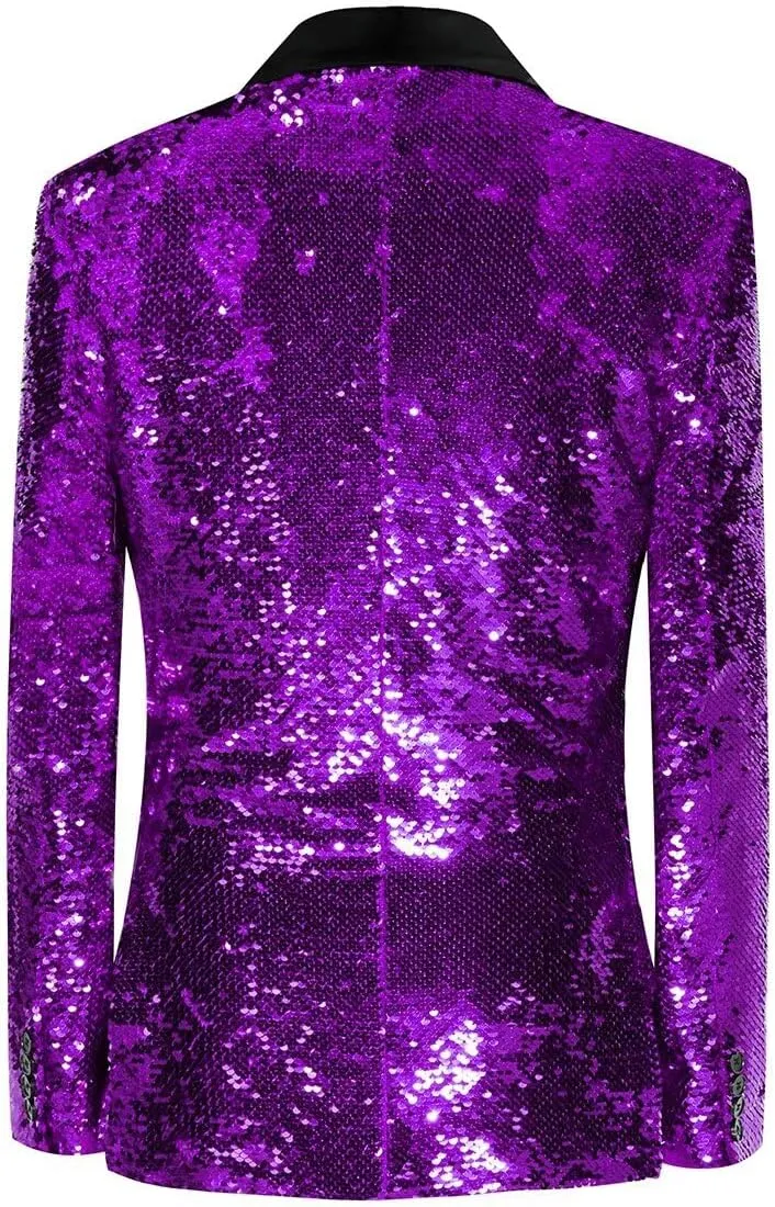 Boys Sequin Blazer Glitter Suit Jackets for Prom Party Costume Shawl Collar Boys Tuxedo Coats Size 2-20