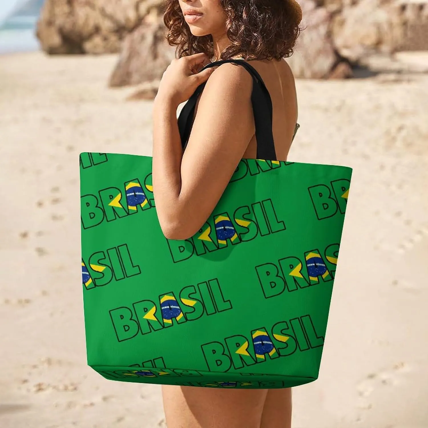 Brazil Flag Brazilian Shopping Bag Mans Woman Reusable Tote Bags Travel Totes Foldable Shoulder Bags