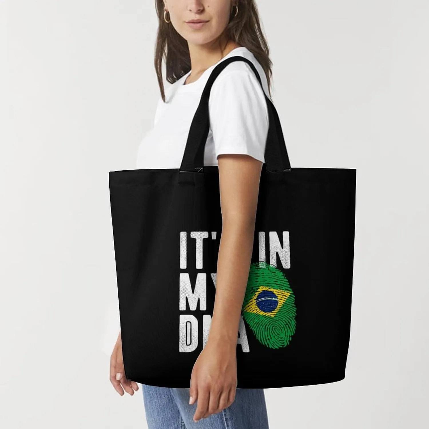 Brazil Flag Brazilian Shopping Bag Mans Woman Reusable Tote Bags Travel Totes Foldable Shoulder Bags