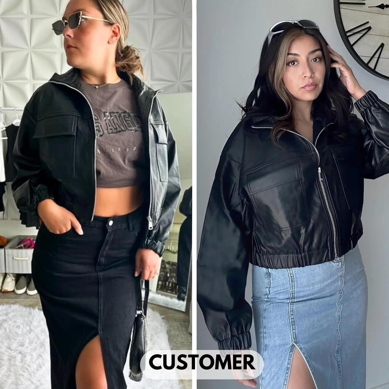Byinns Women's Faux Leather Belted Motorcycle Jacket Standard & Plus Sizes Short PU Jacket Zip Up Outwear Casual Coats