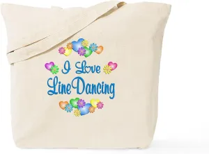 CafePress I Love Line Dancing Tote Bag Natural Canvas Tote Bag, Reusable Shopping Bag