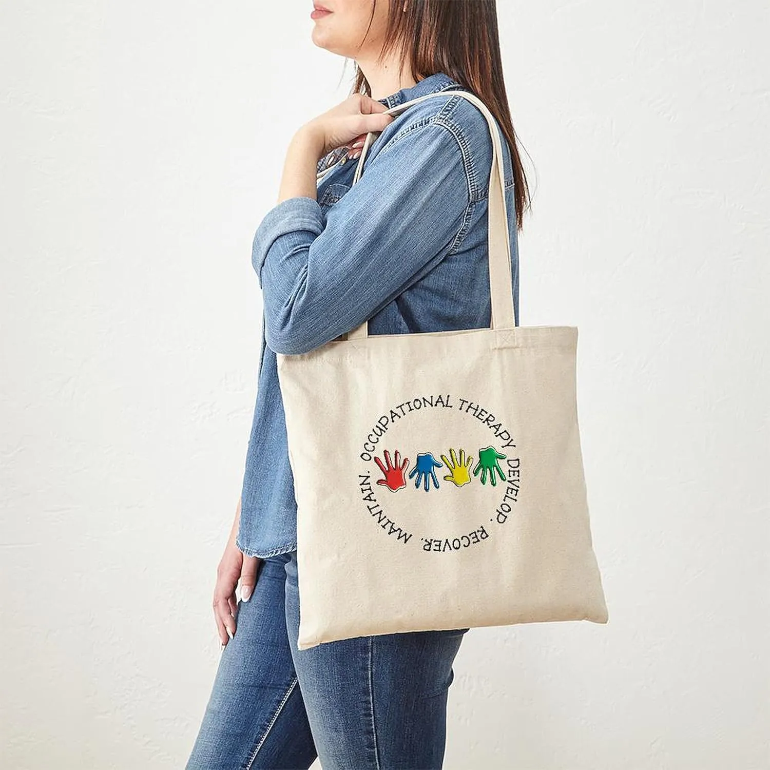 CafePress OT CIRCLE HANDS 2 Tote Bag Natural Canvas Tote Bag, Reusable Shopping Bag