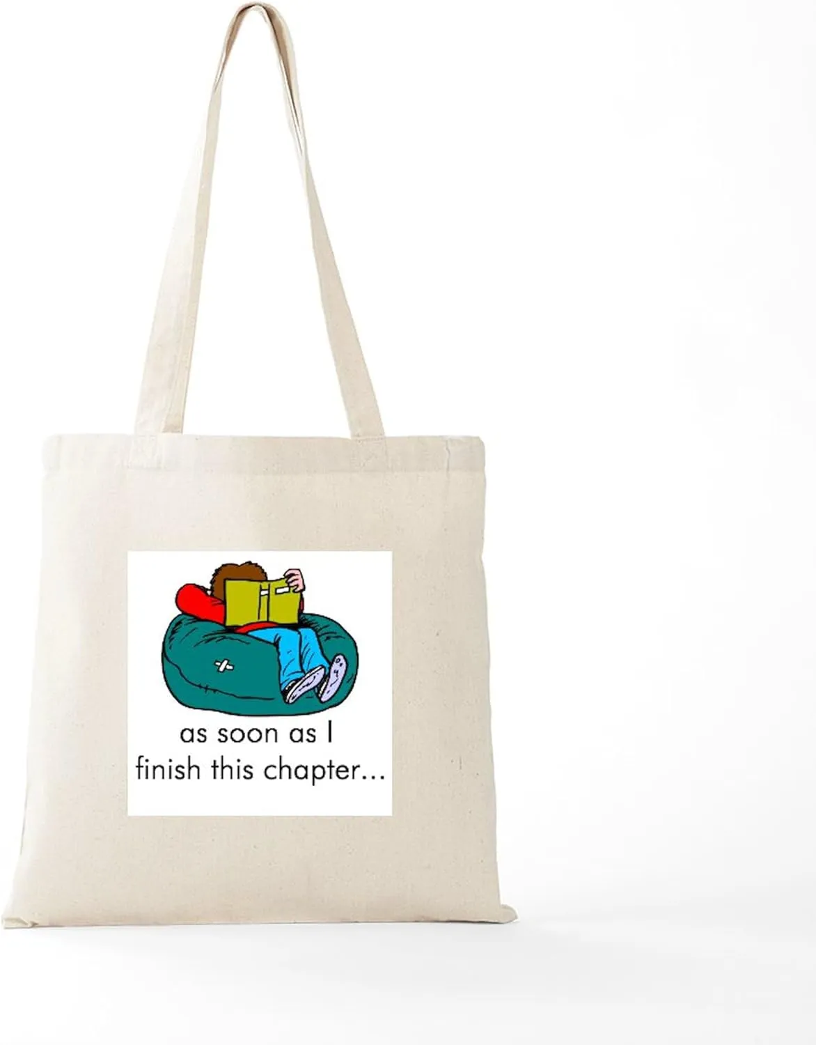 CafePress Reading Tote Bag Natural Canvas Tote Bag, Reusable Shopping Bag