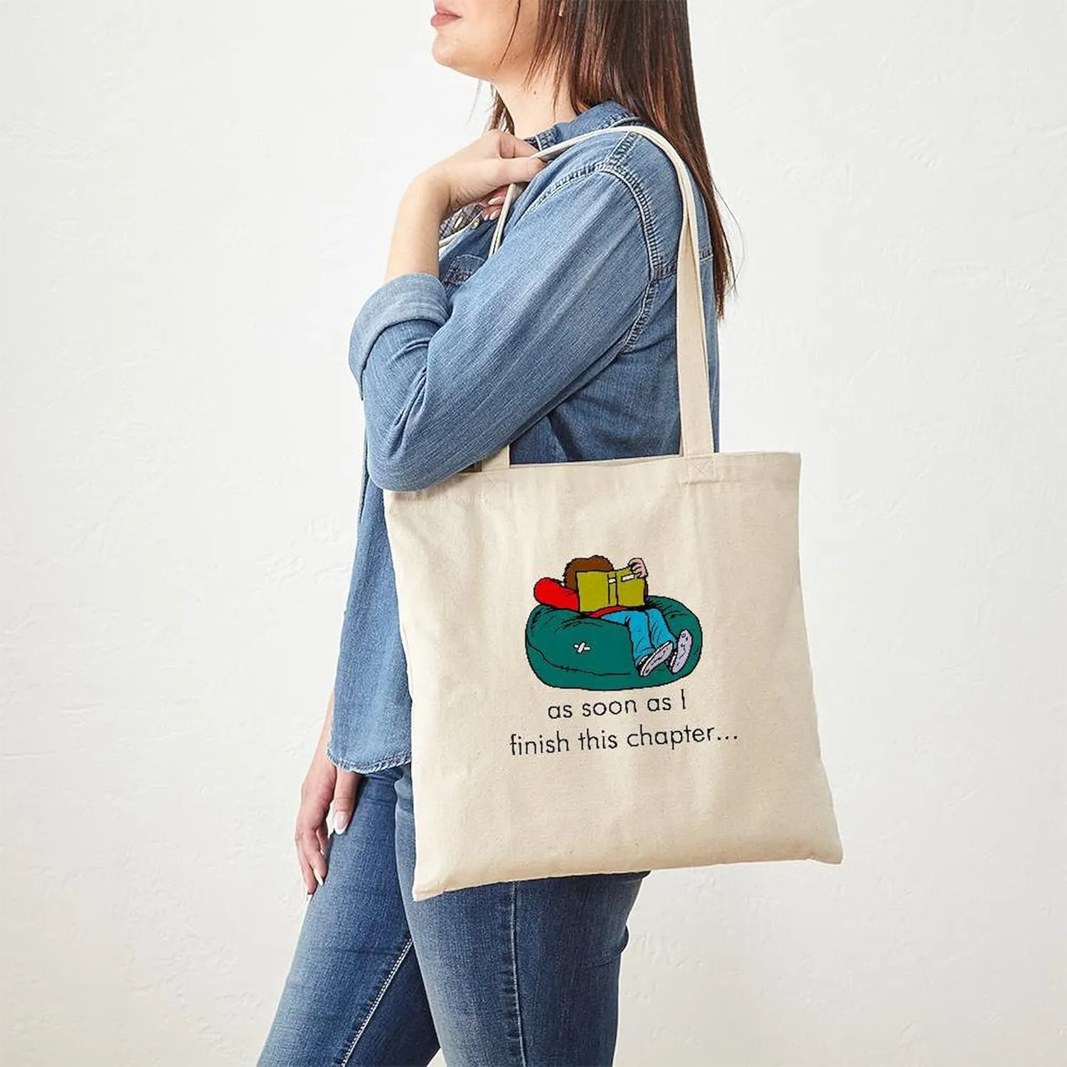 CafePress Reading Tote Bag Natural Canvas Tote Bag, Reusable Shopping Bag