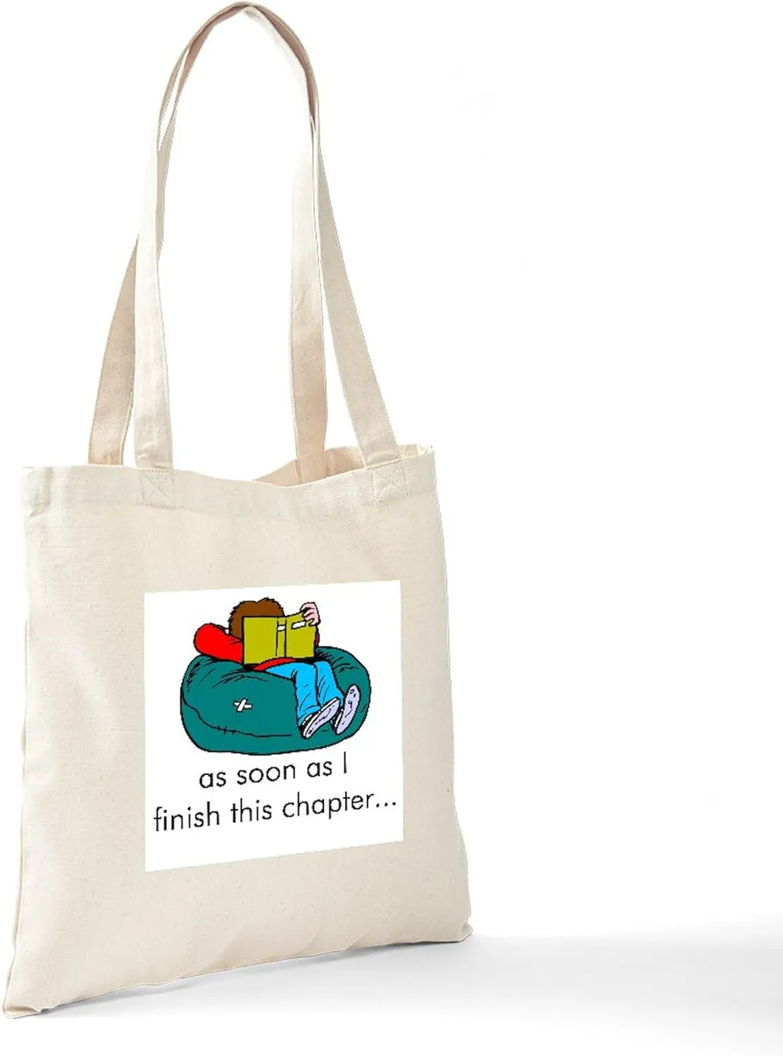 CafePress Reading Tote Bag Natural Canvas Tote Bag, Reusable Shopping Bag
