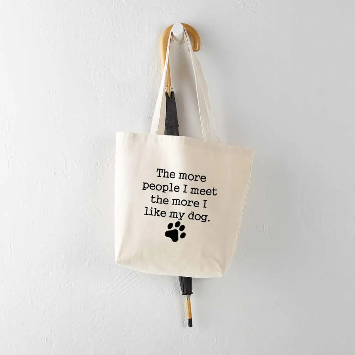 CafePress The More I Like My Dog Tote Bag Natural Canvas Tote Bag, Reusable Shopping Bag