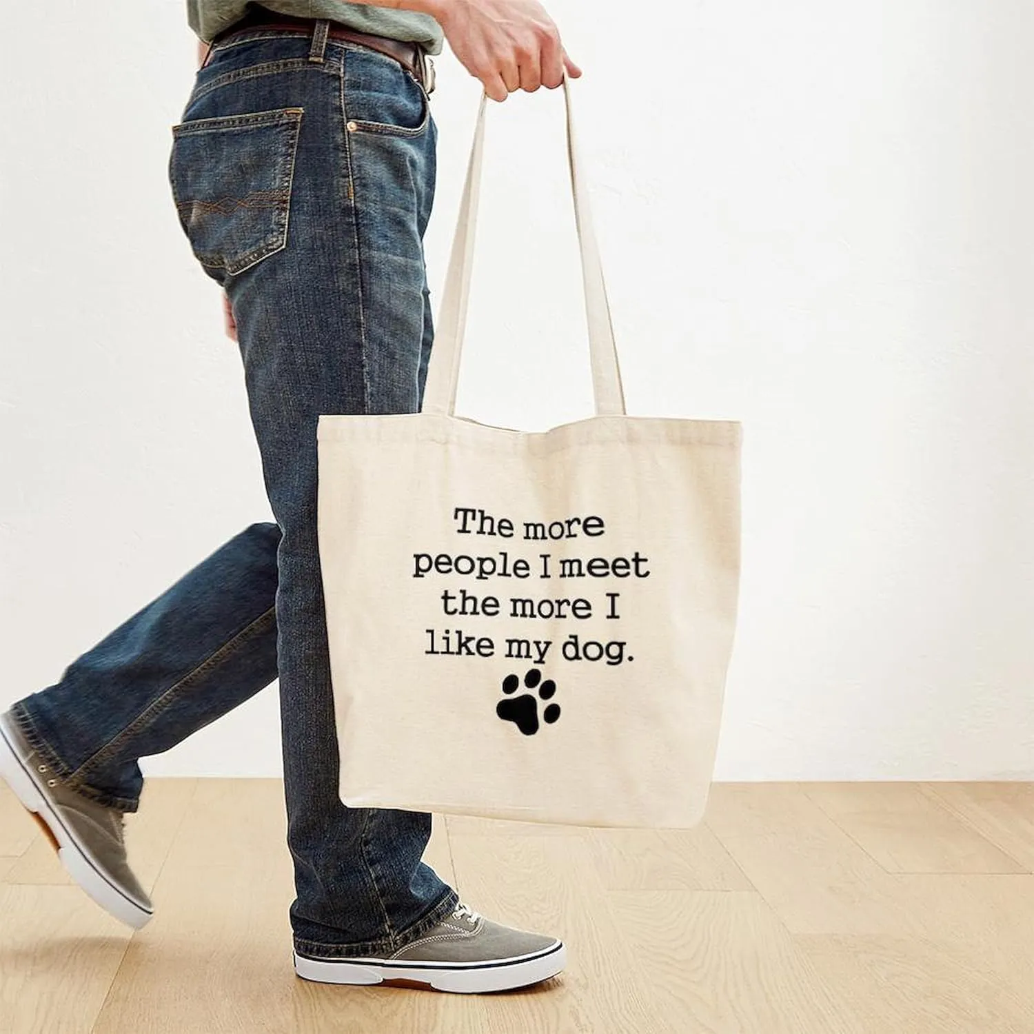 CafePress The More I Like My Dog Tote Bag Natural Canvas Tote Bag, Reusable Shopping Bag