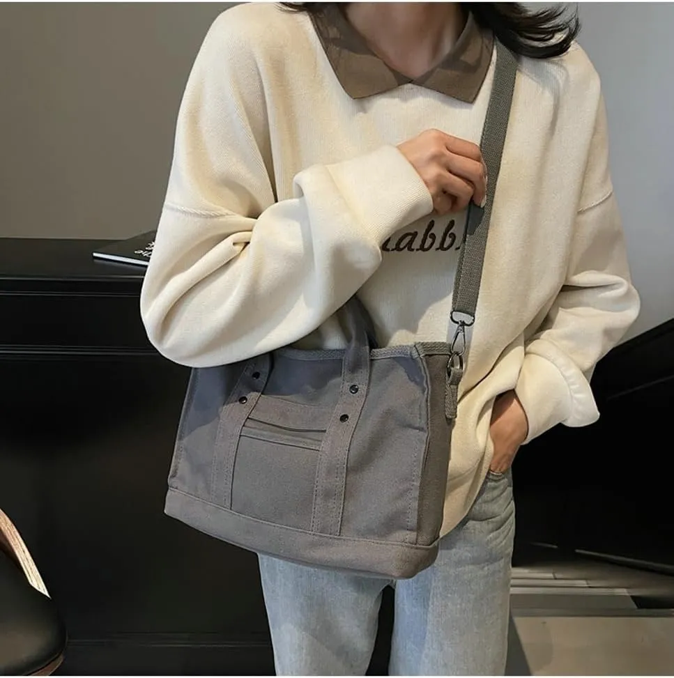 Canvas Tote Bag Women Cute Hobo Bags Crescent Satchels Shoulder Bag Crossbody Purse Travel Work Top-handle Tote Handbag