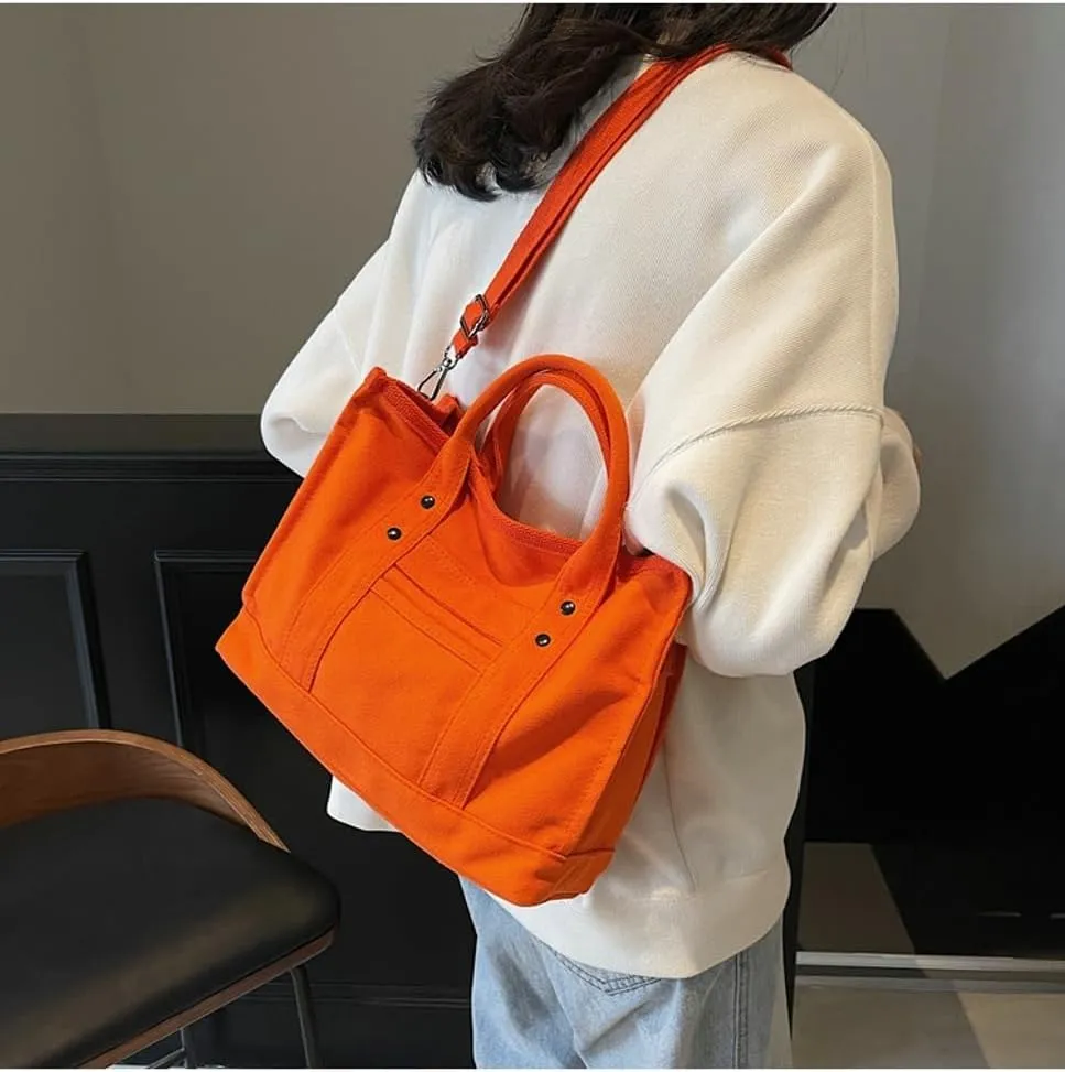 Canvas Tote Bag Women Cute Hobo Bags Crescent Satchels Shoulder Bag Crossbody Purse Travel Work Top-handle Tote Handbag