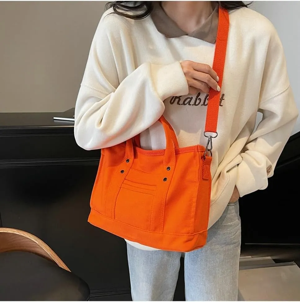 Canvas Tote Bag Women Cute Hobo Bags Crescent Satchels Shoulder Bag Crossbody Purse Travel Work Top-handle Tote Handbag