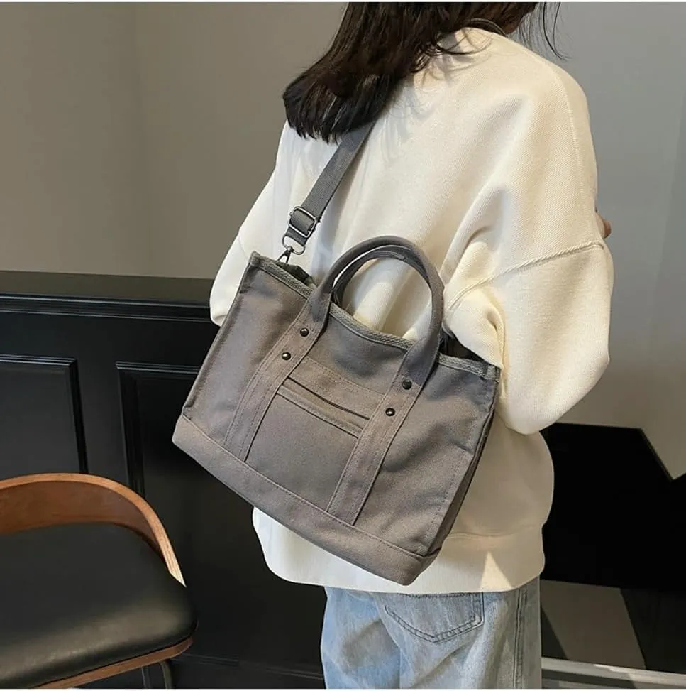 Canvas Tote Bag Women Cute Hobo Bags Crescent Satchels Shoulder Bag Crossbody Purse Travel Work Top-handle Tote Handbag