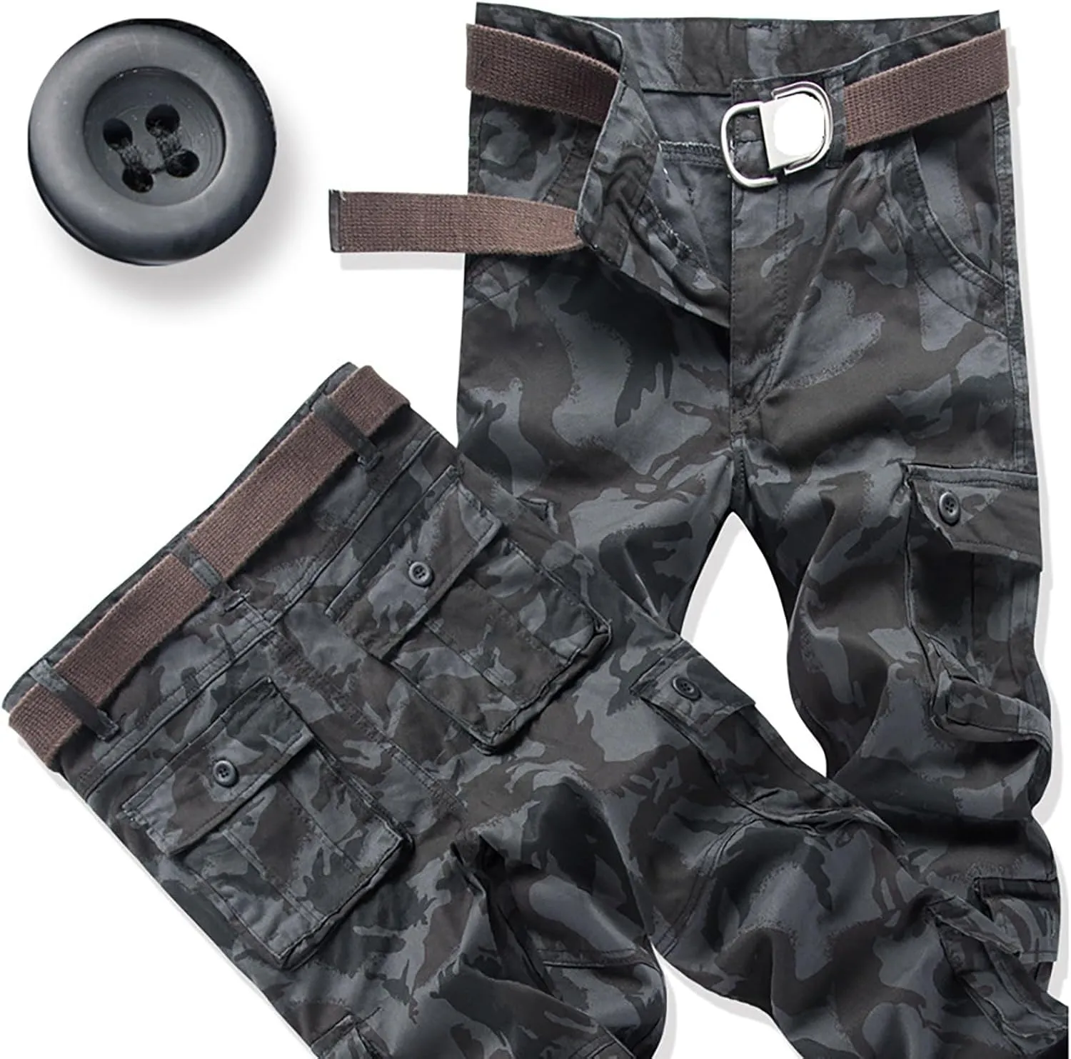 Cargo Pants for Men Casual Hiking Pants Fleece Joggers Athletic Pants Lightweight Loose Straight Sweatpants for Men