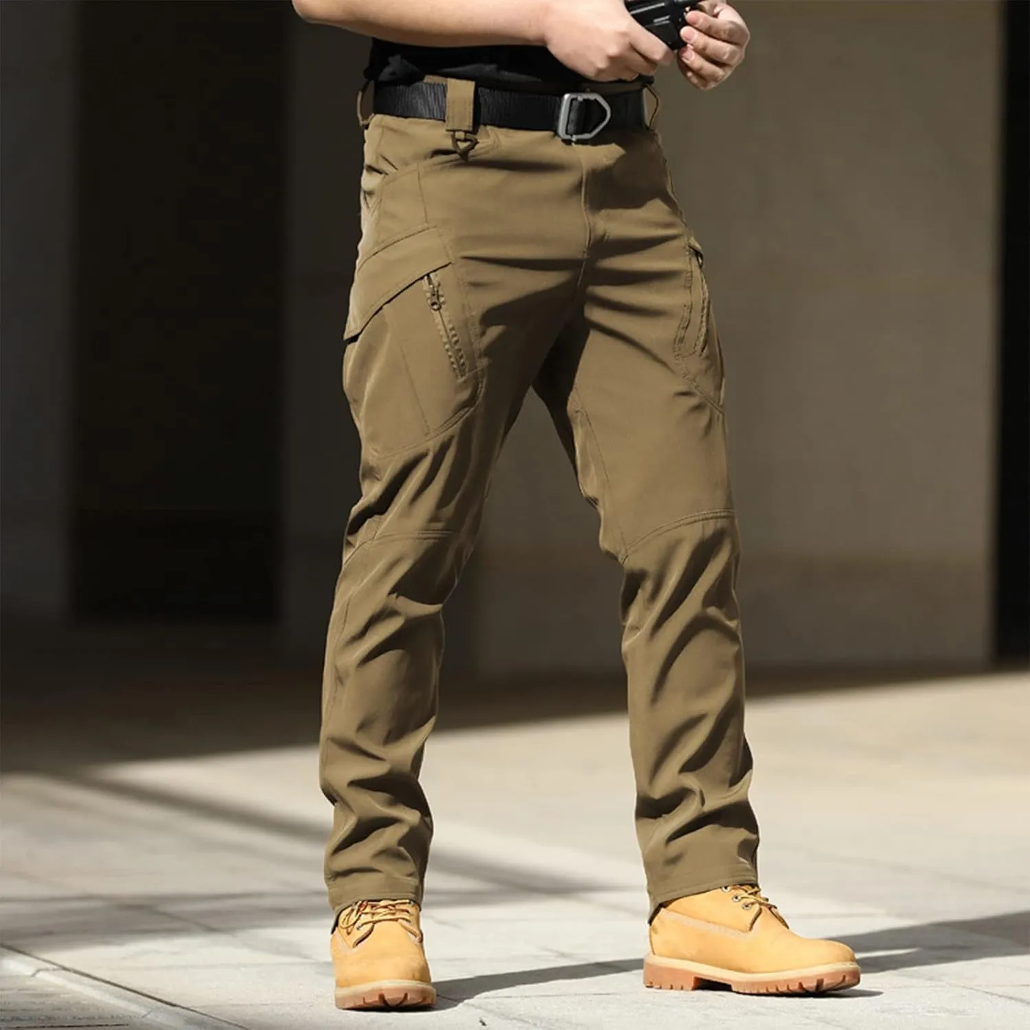 Cargo Pants for Men Straight Leg Slim Fit Pants Waterproof Casual Pants with Multi Pocket Elastic Waist Pants