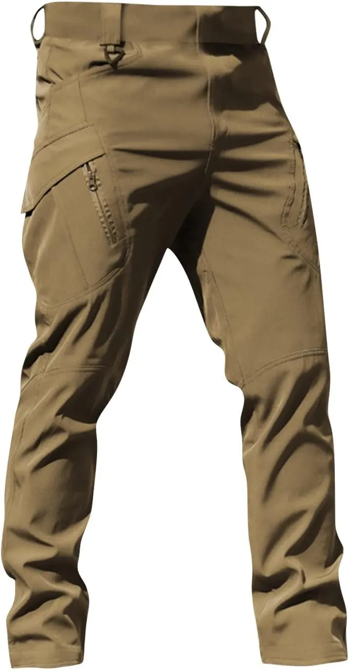 Cargo Pants for Men Straight Leg Slim Fit Pants Waterproof Casual Pants with Multi Pocket Elastic Waist Pants