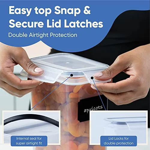 Chef's Path Airtight Food Storage Containers Set with Lids (24 Pack) for Kitchen and Pantry Organization - BPA Free Kitchen Canisters for Cereal, Rice, Flour & Oats - With Marker, Labels & Spoons