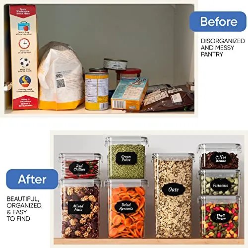 Chef's Path Airtight Food Storage Containers Set with Lids (24 Pack) for Kitchen and Pantry Organization - BPA Free Kitchen Canisters for Cereal, Rice, Flour & Oats - With Marker, Labels & Spoons