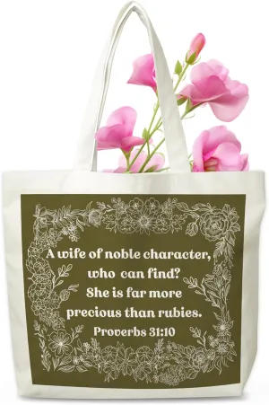 Christian Canvas Tote Bag, Religious Flowers Aesthetic Shopping Grocery Bag, Vintage Beach Bag Gifts For Women Lady Sister Friend Family, Bible Verse Reusable Grocery Bag, Spring Party Totes, 17
