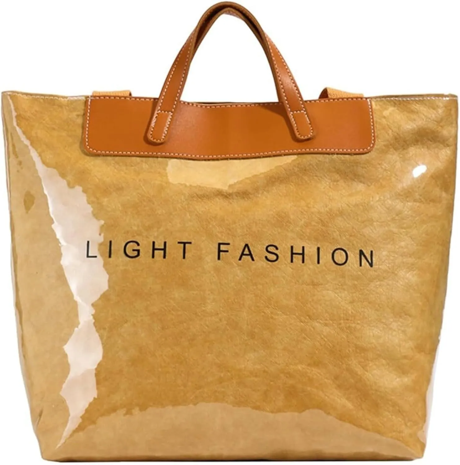 Clear PVC Tote Bag for Women Letters Print Large Plastic Shoulder Bags Handbags for Work Travel