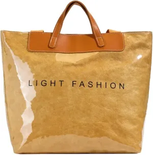 Clear PVC Tote Bag for Women Letters Print Large Plastic Shoulder Bags Handbags for Work Travel