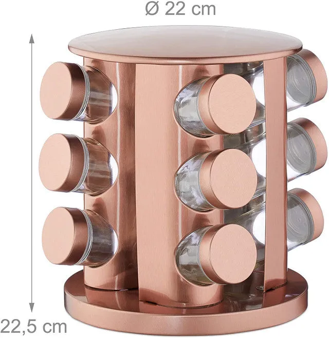 Copper Spice Carousel With 12 Jars Csr-013