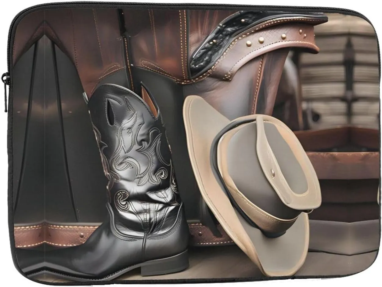 Cowboy Black Hat Western Boots Laptop Inner Bag 13 Inch Laptop Sleeve Case For Laptop Briefcase Carrying Bag Pouch Skin Cover
