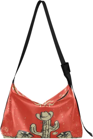 Cowboy Boots and Cactus Hobo Crossbody Bags for Women Leather Large Shoulder Bag Cross Body Christmas Trendy Womens Tote Bags Handbag for Travel Shopping