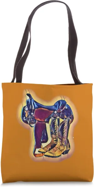 Cowboy Boots and Saddle Riding Gear Tote Bag