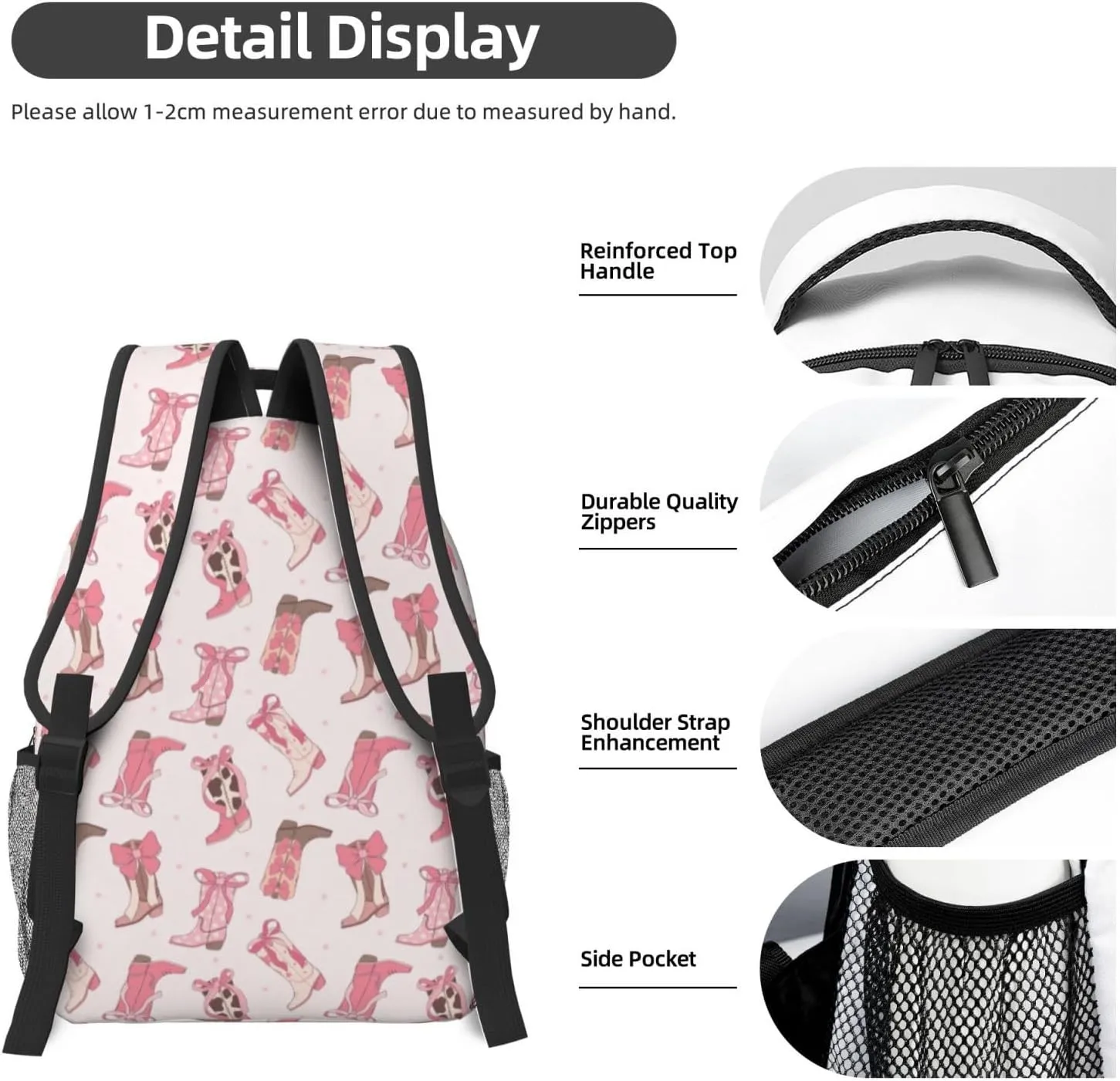 Cowboy Boots Backpack For Women Men Preppy Lightweight Backpack Laptop Travel Sports Bag Casual Daypack Backpack Adjustable Shoulder Straps With Multiple Pockets