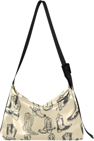 Cowboy Boots Hobo Crossbody Bags for Women Leather Large Shoulder Bag Cross Body Western Trendy Womens Tote Bags Handbag for Travel Shopping