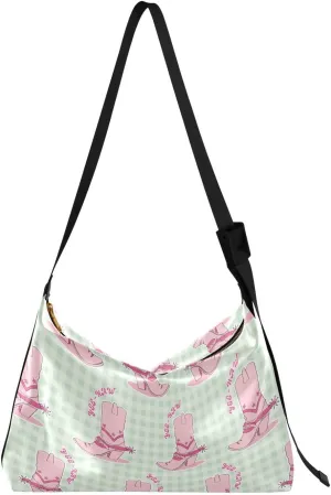 Cowboy Cowgirl Boots Hobo Crossbody Bags for Women Leather Large Shoulder Bag Cross Body Picnic Trendy Womens Tote Bags Handbag for Travel Shopping