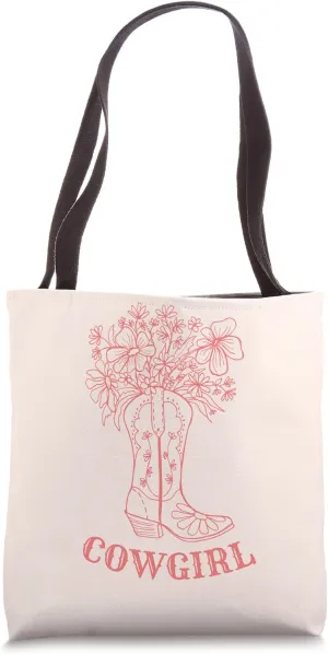 Cowgirl Boots Flowers Western Floral Womens & Girls Tote Bag