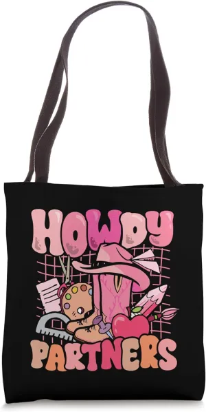 Cowgirl Teacher Howdy Partners Boots Back to School Rodeo Tote Bag