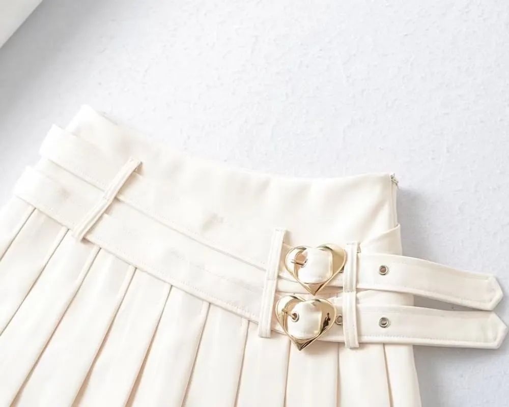 Cute Core Skirt Preppy Skirt with Belt Mini Skirt for Women Y2k Skirt Cutecore Cloth Pleated Mini Skirts