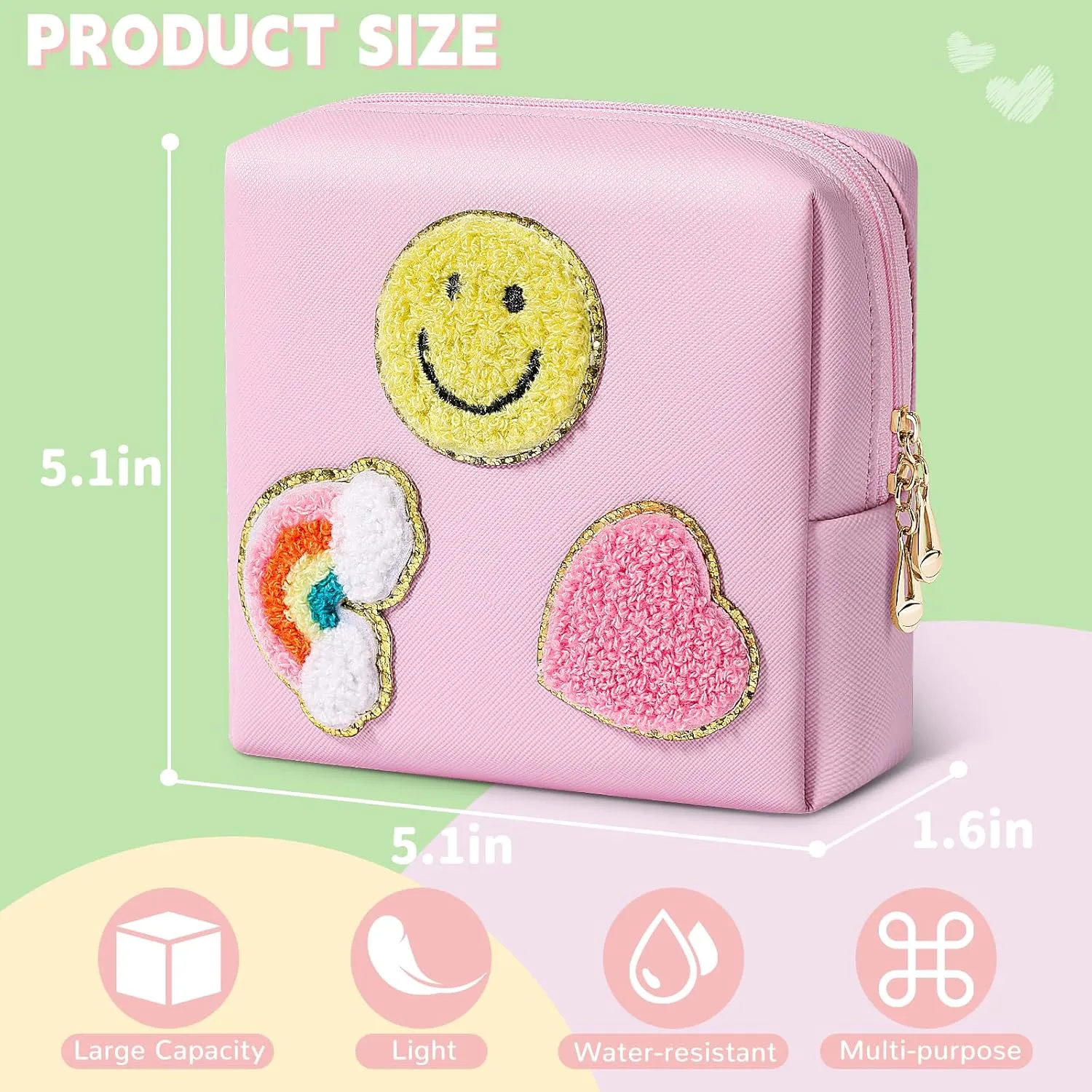 Cute Small Makeup Bag Soft PU Leather Cosmetic Bag for Women Travel Make Up Pouch for Purse Mini Cosmetic Pouch Organizer with Zipper - Mint