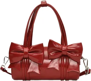 Cute Vegan Leather Shoulder Bag for Women Small Y2k Bowknot Handbags Crossbody Purse Top Handle Satchels 2025