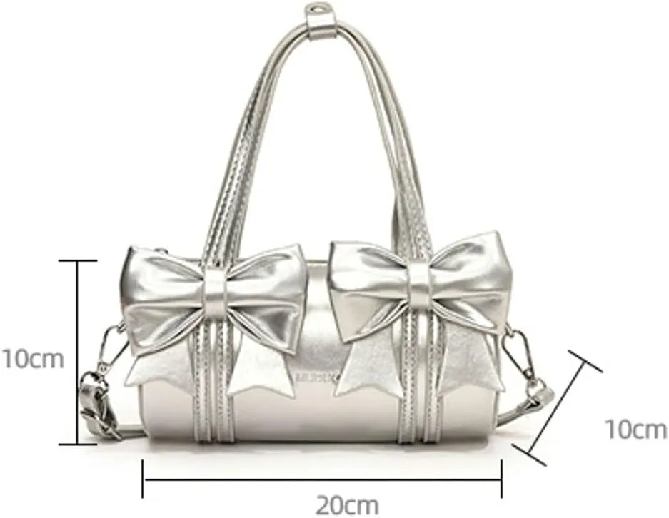 Cute Vegan Leather Shoulder Bag for Women Small Y2k Bowknot Handbags Crossbody Purse Top Handle Satchels 2025