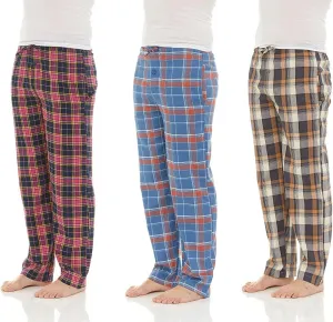DARESAY 3 Pack: Plaid Pajama Pants For Men Mens Flannel Pajama Pants With Pockets & Button Fly (Up To 3XL)