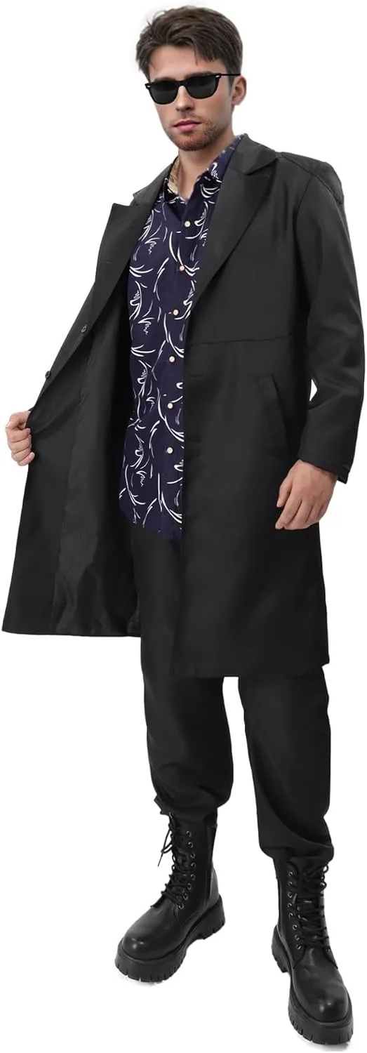 DAZCOS Billy Butcher Cosplay Costume Hawaiian Shirt Men's Trousers US Size Goth Clothes Black Trench Coats for Halloween
