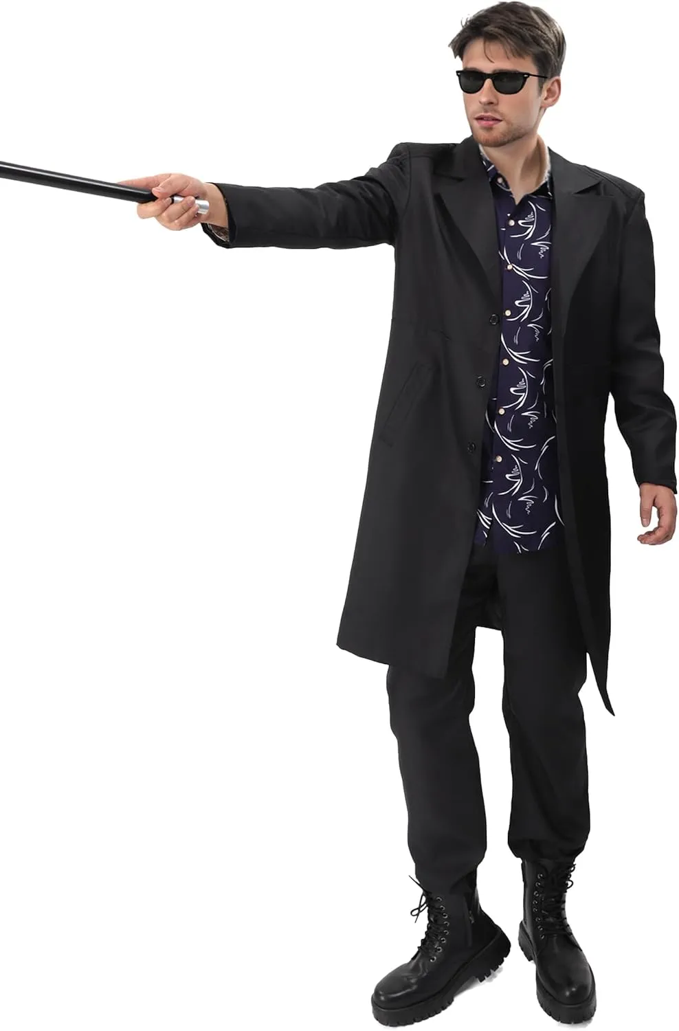 DAZCOS Billy Butcher Cosplay Costume Hawaiian Shirt Men's Trousers US Size Goth Clothes Black Trench Coats for Halloween