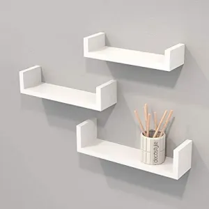 Decostyle Urus Floating Wall Shelf/Wall Display Rack- Set of 3 (Frosty White, Pack of 1)