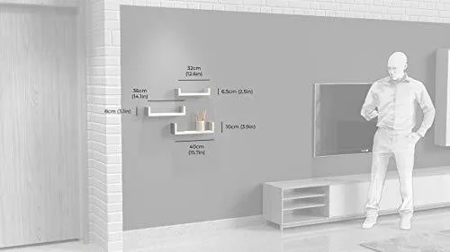 Decostyle Urus Floating Wall Shelf/Wall Display Rack- Set of 3 (Frosty White, Pack of 1)