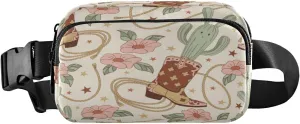 Fanny Pack Belt Bag for Women Men Howdy Bunny Cactus Fashion Waist Pack Cowboy Boots Waterproof Adjustable Cross Body Fanny Pack for Workout/Running/Hiking/Traveling/Cycling