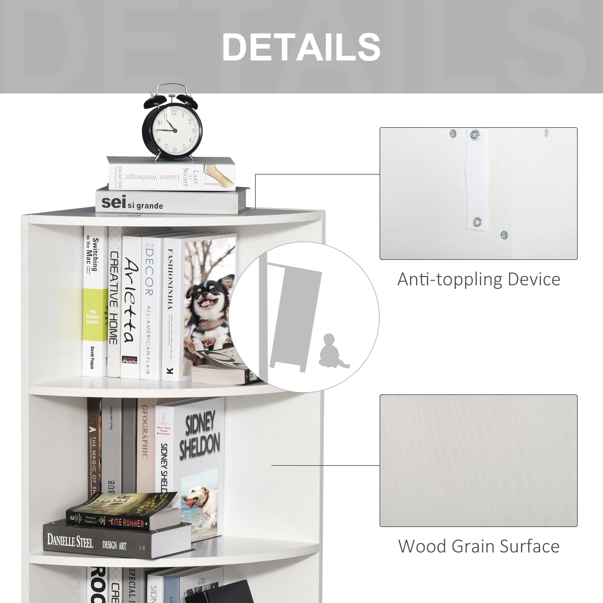 Four-Tier Corner Storage Unit - White